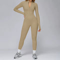 Fleece-lined Thermal Fitness Jumpsuit with Cinched Waist